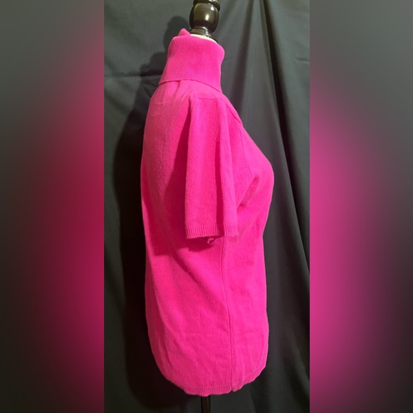 Bellina Hot Pink Wool/Cashmere Blend Turtleneck W/ Short Sleeves!! - Picture 4 of 14